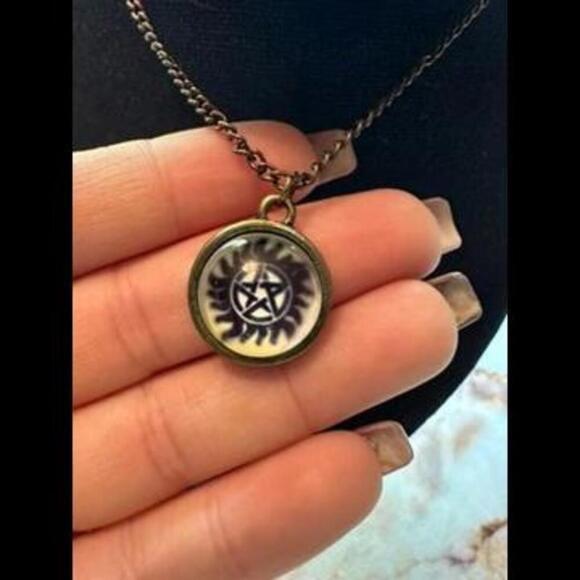 Supernatural Inspired Pendant Necklace - Celestial Compass Design - Picture 1 of 2